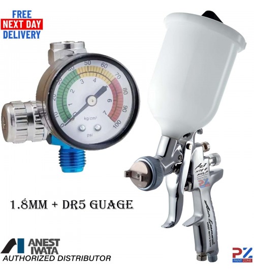 Anest Iwata AZ3 HTE 2 Gravity Feed Spray Gun + DR5 Gauge & Valve - 1.8mm